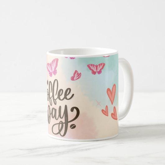 Chic Handlettered Coffee Design Modern Boho "Café" Koffiemok (Voorkant rechts)