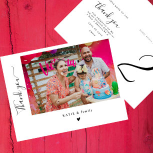 Chic handlettering foto verjaardagsfeest bedankt briefkaart