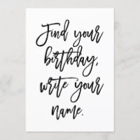 Chic handlettering Vind je verjaardag,