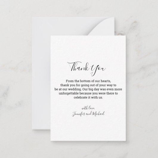 chic handschrift 4 foto ' s bruiloft bedankt notitiekaartje (Achterkant)