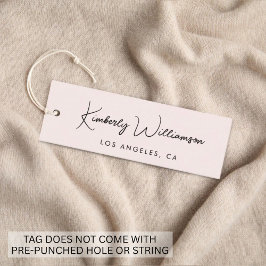 Chic handtekening schrift roze hanglabel mini visitekaartje