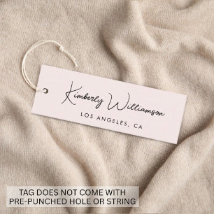 Chic handtekening schrift roze hanglabel mini visitekaartje