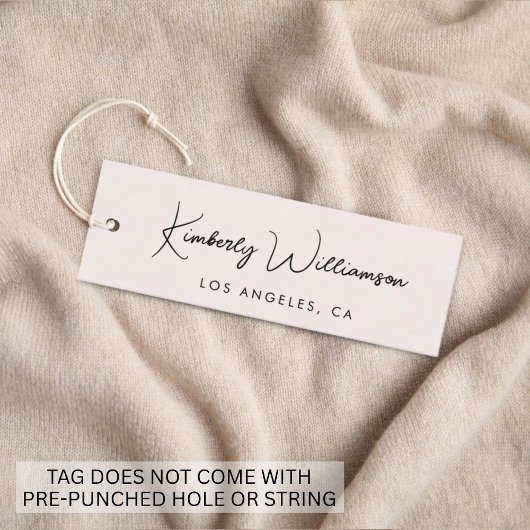 Chic handtekening schrift roze hanglabel mini visitekaartje