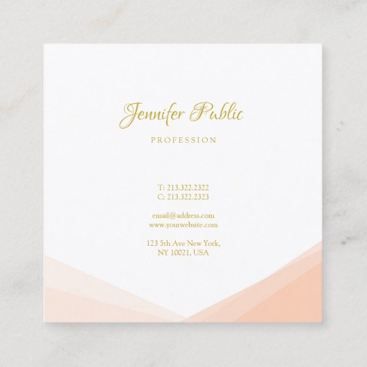 Chic Handwrited Gold Name Professional Sjabloon Vierkante Visitekaartje (Achterkant)