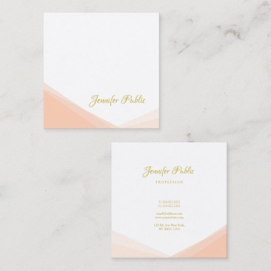 Chic Handwrited Gold Name Professional Sjabloon Vierkante Visitekaartje (Voorkant / Achterkant)