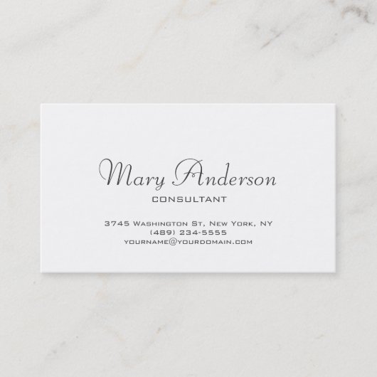 Chic Handwriting Script White Trendy Visitekaartje (Voorkant)