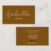 Chic Handwritten Brown Lash Artist Visitekaartje (Voorkant / Achterkant)