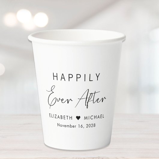 Chic Happily Ever After Bruiloft Papieren Bekers
