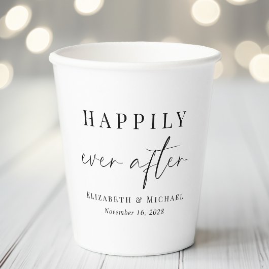 Chic Happily Ever After Bruiloft Papieren Bekers