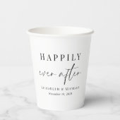 Chic Happily Ever After Bruiloft Papieren Bekers (Achterkant)