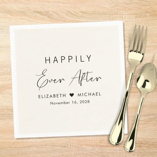 Chic Happily Ever After Crème Bruiloft Servet