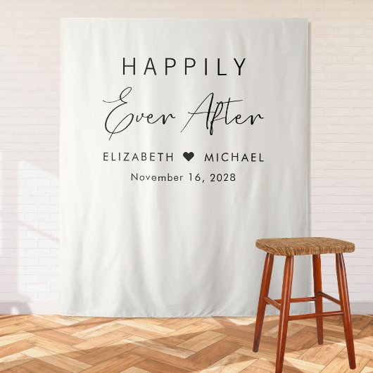 Chic Happily Ever After Crème Bruiloft Wandkleed