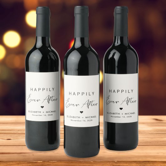 Chic Happily Ever After Feest Huwelijk Wijn Etiket