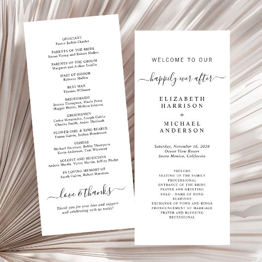 Chic Happily Ever After Huwelijksceremonie Program