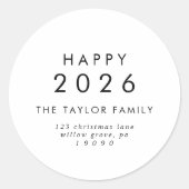 Chic Happy 2025 Nieuwjaar retour adres envelop Ronde Sticker (Voorkant)