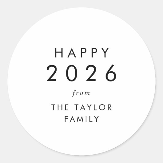 Chic Happy 2025 Nieuwjaar vakantie cadeau Ronde Sticker (Voorkant)