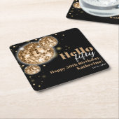 Chic Happy 50th Verjaardag Zwart en Goud Kartonnen Onderzetters (Schuin)