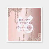 Chic Happy Birthday Roos Gold Glitter Servet (Voorkant)