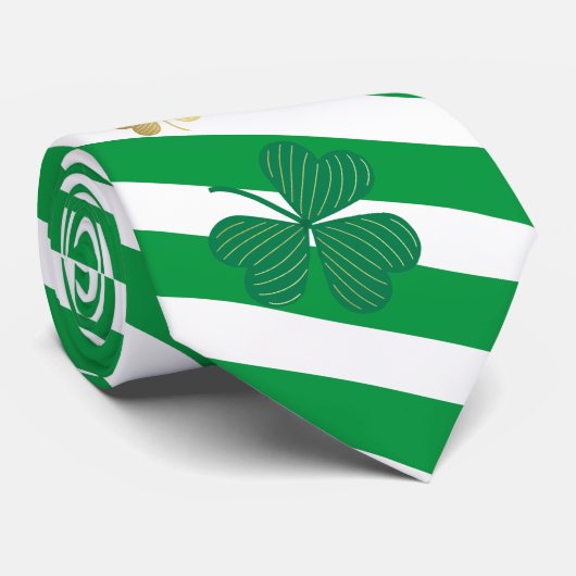 Chic Happy Good Luck Gold Shamrock St Patrick's Stropdas (Opgerold)