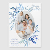 Chic Happy Hanukkah Familie Foto Blauwe Magneet Ka (Voorkant)