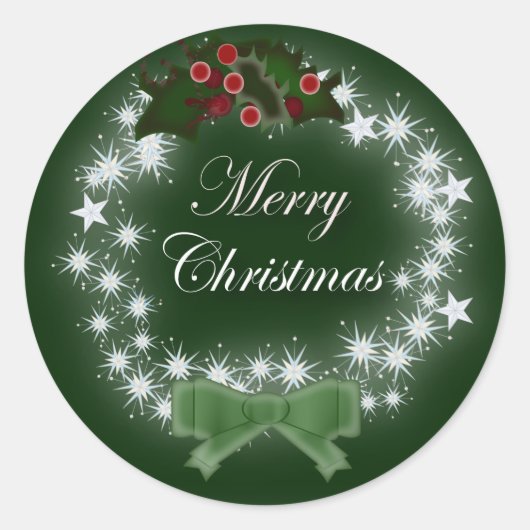 Chic Happy Holiday modern kerstfeest wreate Ronde Sticker (Voorkant)
