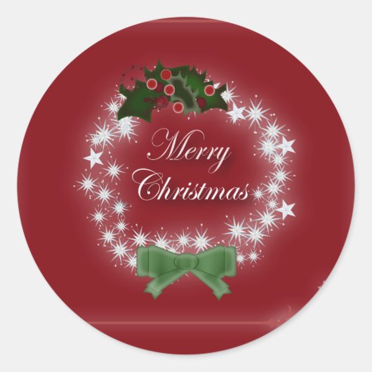 Chic Happy Holiday modern kerstfeest wreate Ronde Sticker (Voorkant)
