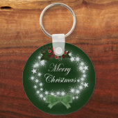 Chic Happy Holiday modern kerstfeest wreate Sleutelhanger (Voorkant)