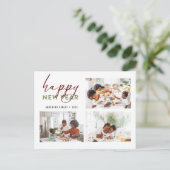 Chic Happy New Year Calligraphy Photo Holiday Briefkaart (Staand voorkant)