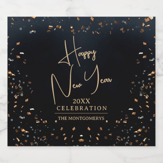 Chic Happy New Year Sparkling Wijnetiket (Enkel label)