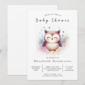 Chic Happy Owl Baby shower Kaart (Voorkant / Achterkant)