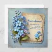 Chic Happy Spring met blauw vergeet me niet bloeme Feestdagenkaart (Voorkant / Achterkant)