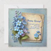 Chic Happy Spring met blauw vergeet me niet bloeme Feestdagenkaart (Voorkant)