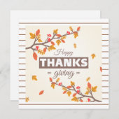 Chic Happy Thanksgiving met Herfst en bladeren Kaart (Voorkant / Achterkant)