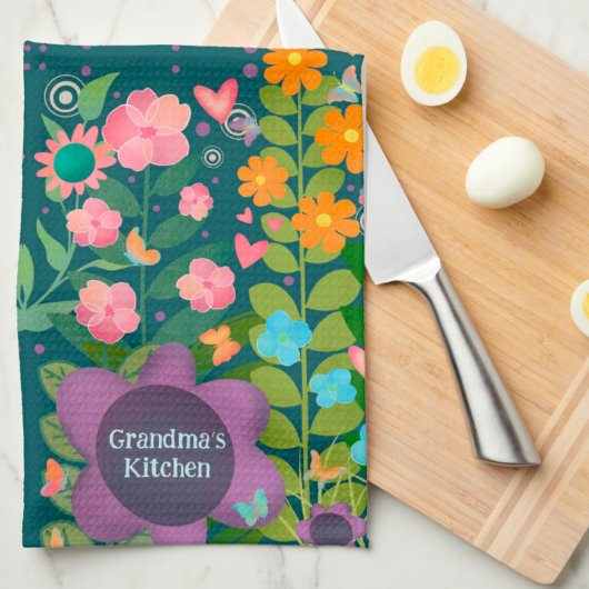 Chic Happy Trendy Paarse Bloemen Custom Stijlvol Theedoek