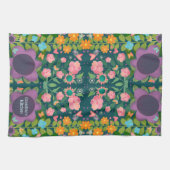 Chic Happy Trendy Paarse Bloemen Custom Stijlvol Theedoek (Horizontaal)