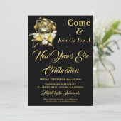 Chic Harlequin New Years Eve Uitnodiging (Staand voorkant)