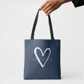 Chic Hart Marineblauw Persoonlijk Tote Bag