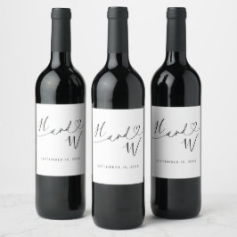 Chic Hart Monogram Wijnlabels Huwelijksdecoratie Wijn Etiket