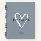 Chic Hart op Stofblauw Notitieboek (Voorkant)