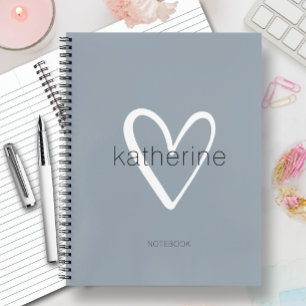 Chic Hart op Stofblauw Notitieboek