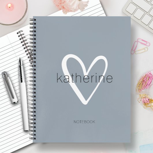 Chic Hart op Stofblauw Notitieboek