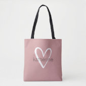 Chic Hart Persoonlijke Stof Roze Tote Bag (Voorkant)