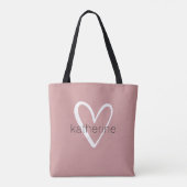 Chic Hart Persoonlijke Stof Roze Tote Bag (Achterkant)