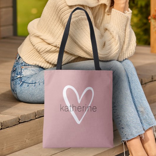 Chic Hart Persoonlijke Stof Roze Tote Bag
