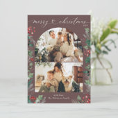 Chic Hart Script 2 Foto Merry Christmas Kaart (Staand voorkant)