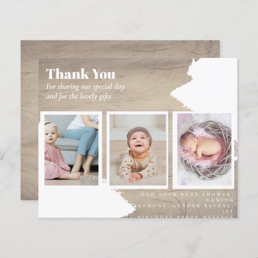 CHIC Hartelijk dank u FOTO COLLAGE Baby Cards BUDG (Voorkant / Achterkant)