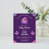 Chic Hatching Soon Paarse Dinosaurus Baby shower Briefkaart (Staand voorkant)