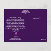 Chic Hatching Soon Paarse Dinosaurus Baby shower Briefkaart (Achterkant)