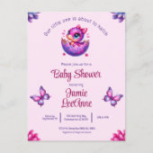 Chic Hatching Soon Roze Dinosaurus Baby shower Pos Briefkaart (Voorkant)