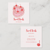 Chic  Heart Cake Bakery Chef Vierkante Visitekaartje (Voorkant / Achterkant)